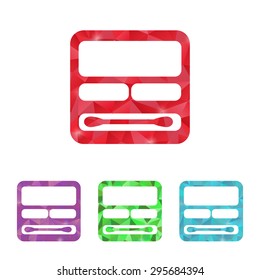 Vector set of accessories for a makeup: lipstick, shadow, ink, powder