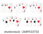 Vector set of ace card suits, playing card symbols, aces, and card suit icons. Concept for gambling, poker, and other games. Element for your design.