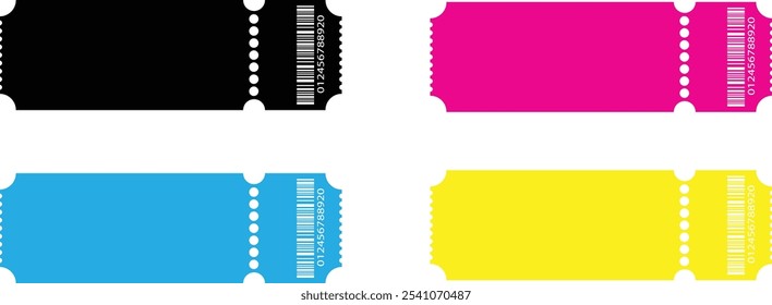 Vector set of admit one tickets template. Ticket for cinema,movie,circus,theater,film,festival,casino,club,music. vector eps10