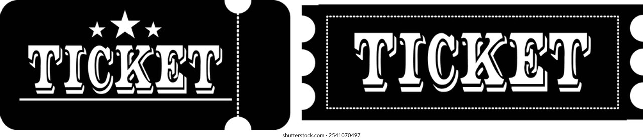 Vector set of admit one tickets template. Ticket for cinema,movie,circus,theater,film,festival,casino,club,music. vector eps10