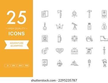 Juego de vectores de iconos de Adventure y Camping