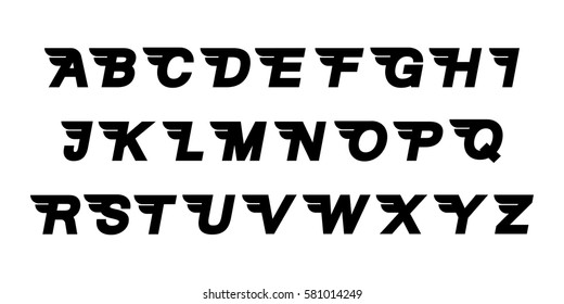 Vector Set Of Aerodynamic Font Alphabet Letters