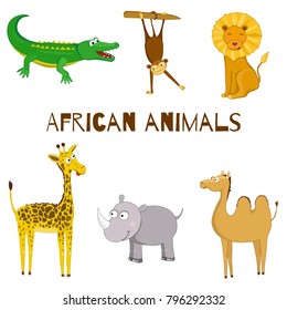 Vector set with African animals.