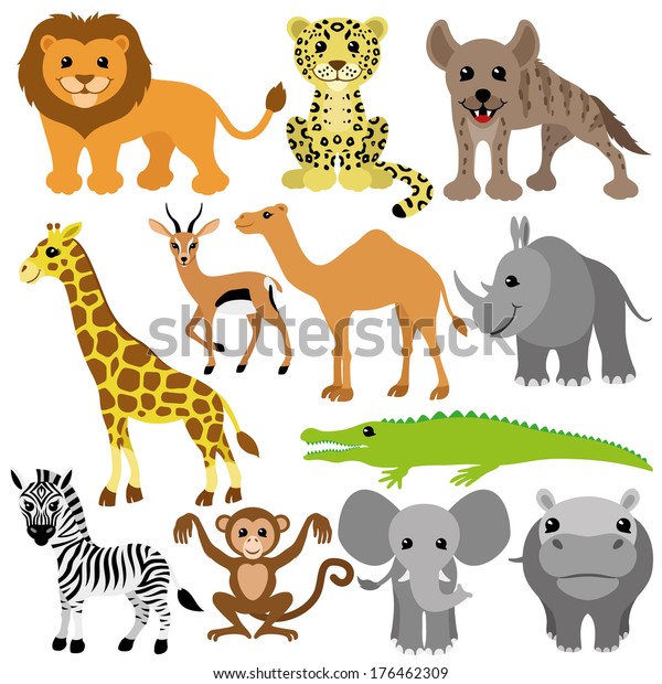 Vector Set African Animals Stock Vector (Royalty Free) 176462309