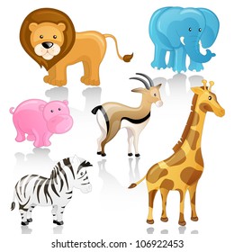 Vector Set of African Cartoon Animals