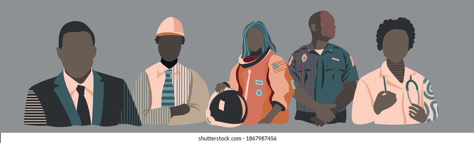 vector set of african people profession, black matter - Shutterstock ID 1867987456