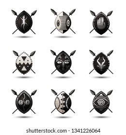 vector set african shield creative logo set