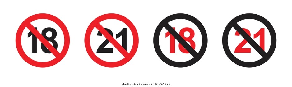 Vector Set Of Age Restriction Sign