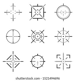 Vector set aim icons. Isolated target on white background.