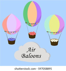 Vector set of air balloons with flowers