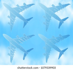 vector set of aircraft from triangular segments. design element for business and tourism
