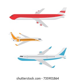 Vector set of airplanes on white background 