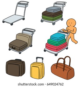 vector set of airport luggage cart