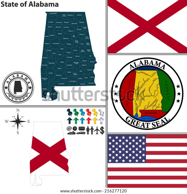 Vector Set Alabama State Flag Icons Stock Vector (Royalty Free ...