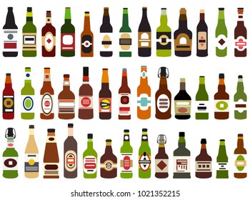 conjunto vectorial de botellas de alcohol abstractas aisladas en fondo blanco