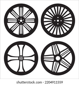 Vector Set Of Alloy Wheels Illustration Isolated On White Background