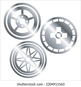 Conjunto Vector De Ruedas Alloy Ilustración Aislada En Fondo Blanco