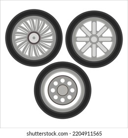 Vector Set Of Alloy Wheels Illustration Isolated On White Background