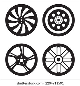 Vector Set Of Alloy Wheels Illustration Isolated On White Background
