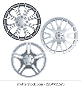 Conjunto Vector De Ruedas Alloy Ilustración Aislada En Fondo Blanco
