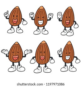 vector set of almond cartoon