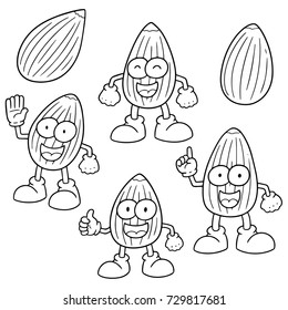 vector set of almond cartoon