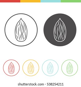 Vector set of almond icons in thin line style