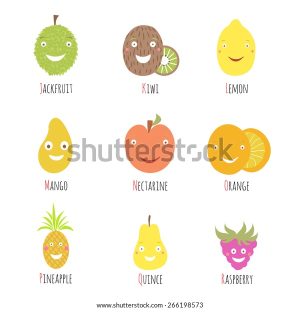 Vector Set Alphabet Fruits Berries Letters Stock Vector Royalty Free