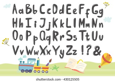 Vector set of alphabet hand drawn letters.
