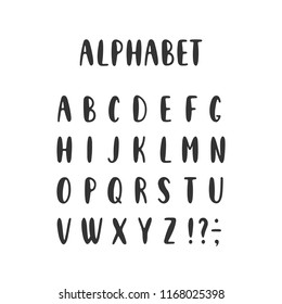 Vector set of alphabet letters and punctuation symbols. Objects isolated on white background.