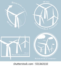 Vector set of alternative and renewable energy. Wind