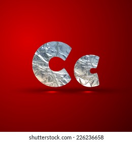 vector set of aluminum or silver foil letters. Letter C
