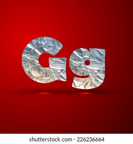 vector set of aluminum or silver foil letters. Letter G