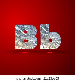 vector set of aluminum or silver foil letters. Letter B