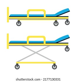 Vector set of ambulance stretcher isolated on white background. Medical equipment for transportation.