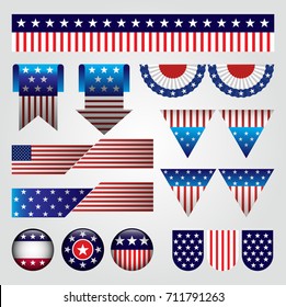Vector set of american banners