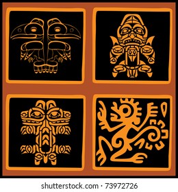 Vector set - American ethnic elements for design