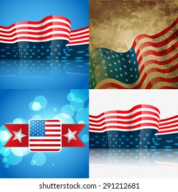 vector set of american flag design illustration with creative pattern and wave style