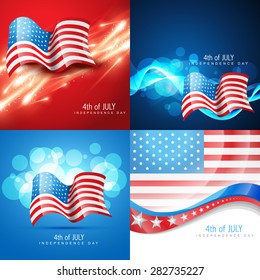 vector set of american flag in different creative style abstract background