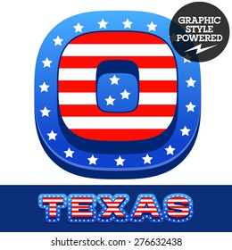 Vector set of american flag stripes and stars alphabet. Number 0