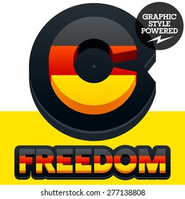 Vector set of american flag stripes and stars alphabet. Letter C