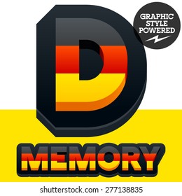 Vector set of american flag stripes and stars alphabet. Letter D