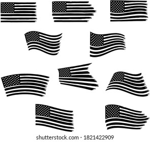 Vector Set American Flags Distressed American Stock Vector (Royalty ...