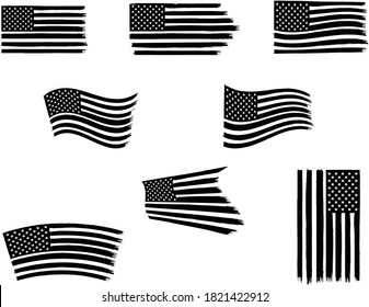 Vintage Waving Usa Flag Set Waving Stock Vector (Royalty Free ...