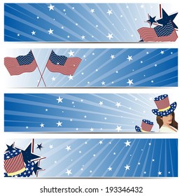 A vector set of american independence day header and banners