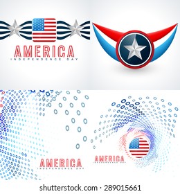 vector set of american independence day flag design with creative style