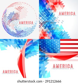 vector  set of american independence day background illustration with creaetive pattern