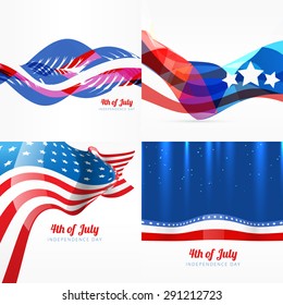 vector set of american independence day background illustration