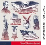 Vector set of american patriotic emblems & symbols