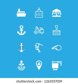   vector set. With anchor, crane and sign icons in set